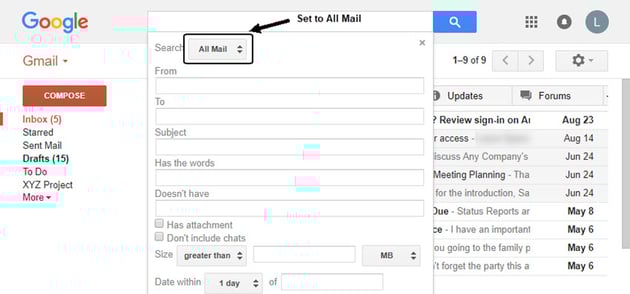 WE NEED TO RETRIEVE THE EMAILS FROM ANOTHER ACCOUNT FROM 2014 DO visual data 4